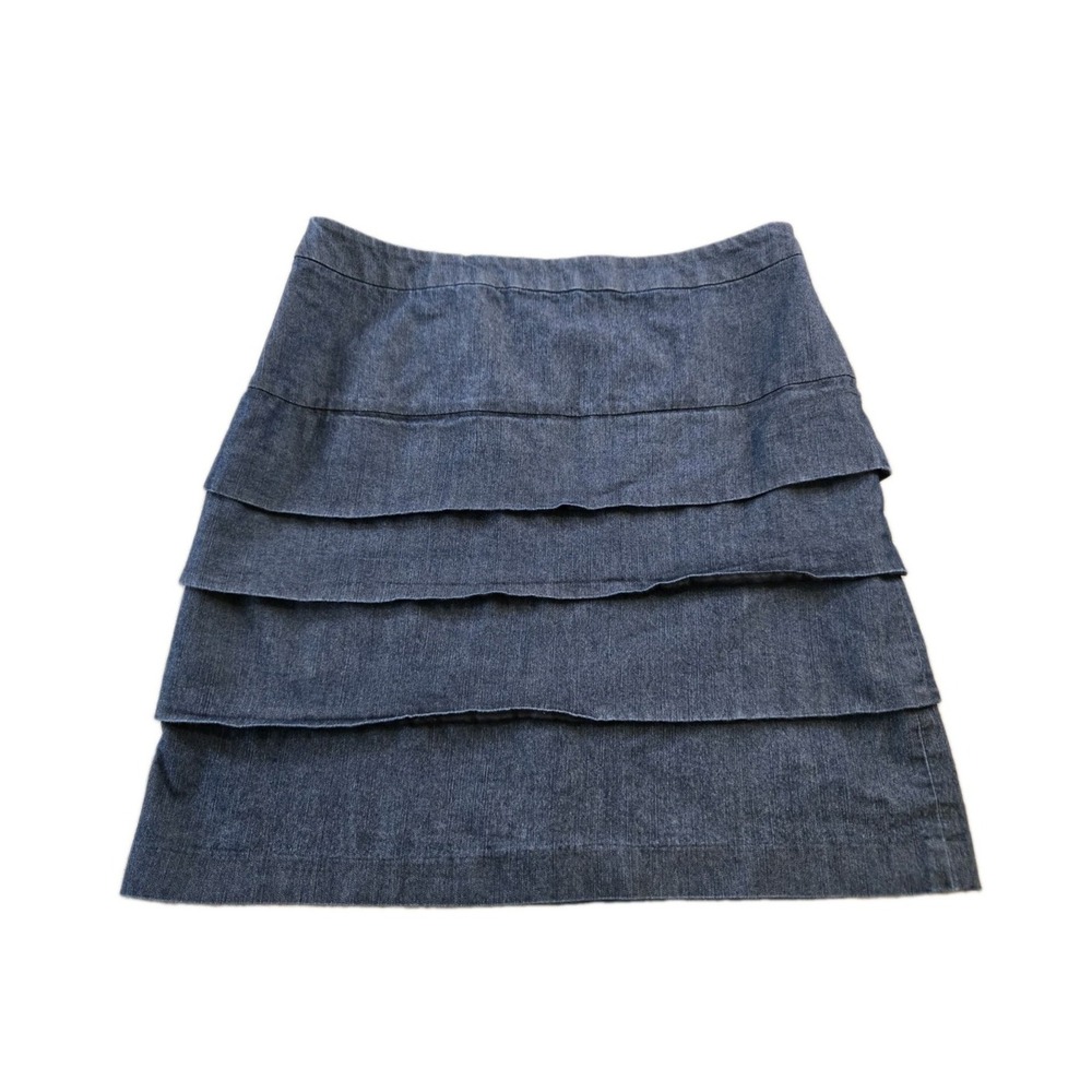 New Directions Women's Tiered Aline Skirt Back Vent Side Zip Stretch Size 12